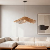 Wabi Sabi Wave Rattan Pendant Light for Living Room